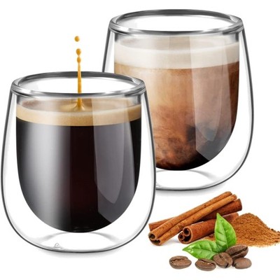 Doppelwandige Espressotassen 100ml Borosilikatglas 2er Set
