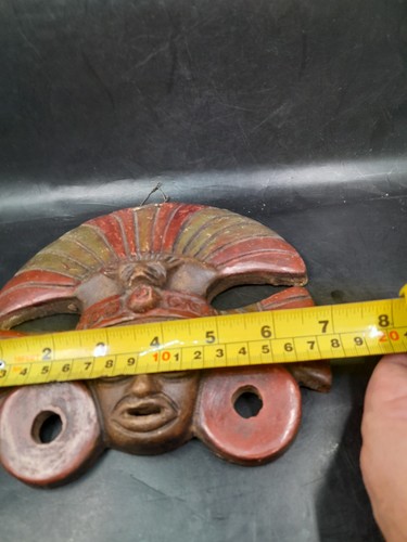 Máscara de guerrero águila azteca de cerámica arte de pared cara arcilla terracota tribal decorativa - Imagen 10 de 13