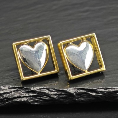 Sergio Bustamante Ohrstecker Herz goldfarben Rahmen Sterlingsilber ER3123