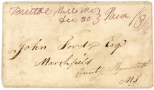 D.P.O.(1823~1843)-STAMPLESS-BRISTOL MILLS(Lincoln County)MAINE-DEC/30-1830(datel