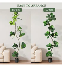 Artificial Fiddle Leaf Fig Tree - 6FT Fake Plant with Black 6ft Green 6ft