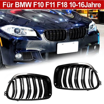 Für BMW 5er F11 F18 2010-2016 Nieren Grill Kühlergrill GLANZ SCHWARZ Doppelsteg