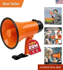 20W Megaphone Bullhorn, Built in Siren  240s Recording, 5.4" 8.6" Portable M...