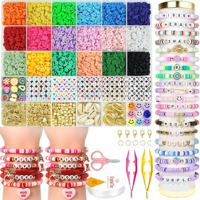 Easter Basket Stuffers - 5300 Clay Beads Bracelet Making Kit for Kids 3-12