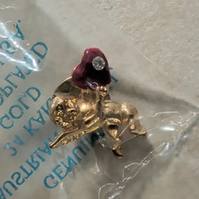 Harriet Carter Angel Pin w/ Austrian Crystal, 24K Gold Electroplated, Red/Gold