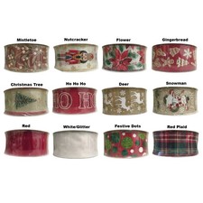 Members Mark 2.5 inch x 50 yards Wired Edge Premium Ribbon, Holiday