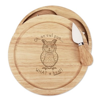Oh An Owl Pun What A Hoot Käsebrett Messer Set Lustiger Witz Vogel Tier