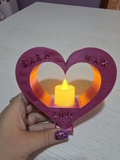 Cuore Porta Candele Led Tealight Inclusa. Personalizzabile. Artigianato Italiano