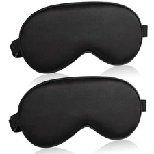 2 Pack Eye Mask for Sleeping, Adjustable Strap, Blackout Silk Sleep Mask, Soft