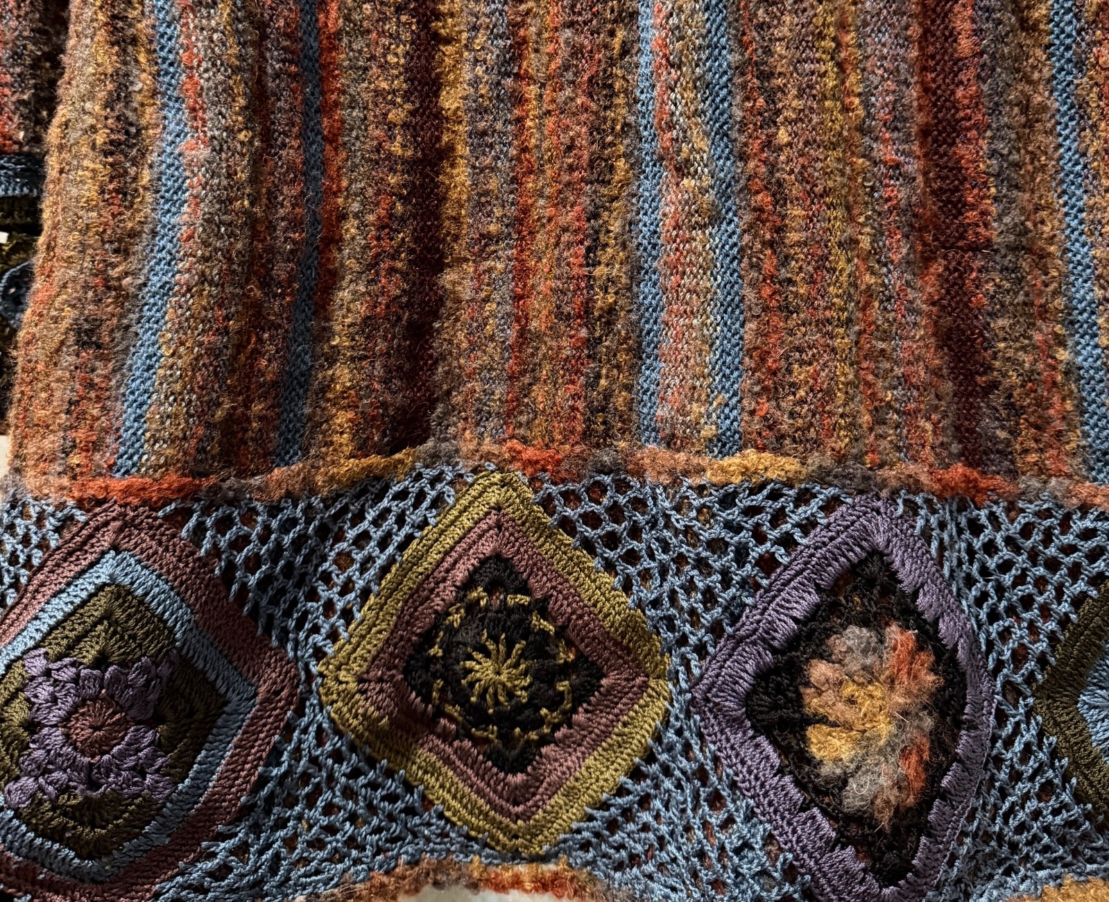 Peruvian Connection Stripe Button Long Crochet Sw… - image 4