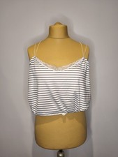 ASOS White Lace Trim Crop Top, Size 18
