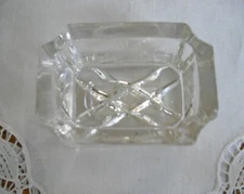 Vintage Heavy Glass Salt Cellar Trinket Dish  ~ 
