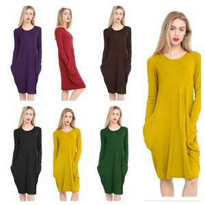 midi dress with sleeves and pockets