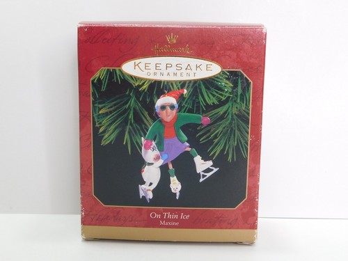 Hallmark Keepsake Ornament Maxine On Thin Ice 1999 Shoebox Ice Skate Dog Floyd - Picture 2 of 12