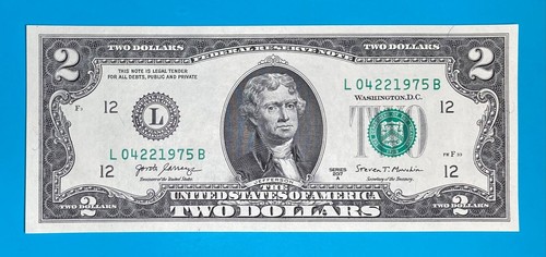April 22, 1975 : L 04221975 B BIRTHDAY Note $2 Two Dollar Bill *UNC* - Picture 2 of 3