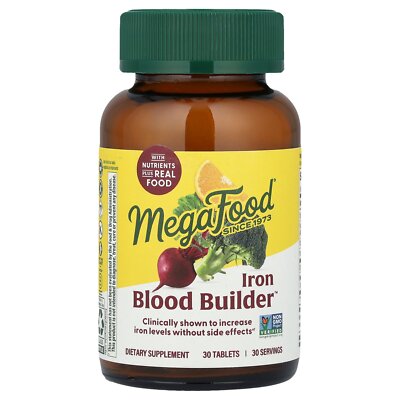 MegaFood Blood Builder 30 Tablets Dairy-Free, Kosher, Non-GMO, NSF Certified,