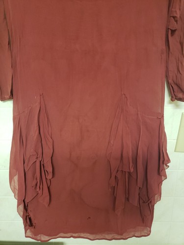As-Is Antique FLAPPER 1920s vintage CHIFFON DRESS XS-Sm Sweetheart Sheer Ruffle - Picture 14 of 20