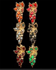 DESIGNER INSPIRED PINK BLACK GREEN ORANGE RED GRAY CRYSTAL ACRYLIC HAIR CLIP