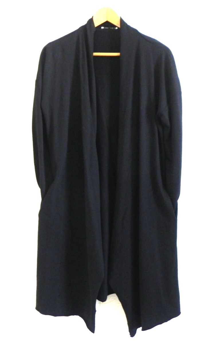 Zara Cardigan/Duster Black Long Sleeve Draped/Asymmetrical Pockets