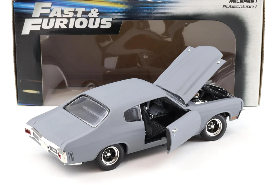 1:18 Johnny Lightning 1970 Chevrolet Chevelle SS Coupe Grey Fast & Furious - Image 4 of 4