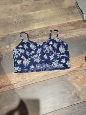 B.O.G. Collection Blue Floral Crop Top Bustier Corset Bra Top S Juniors NWOT Bn1