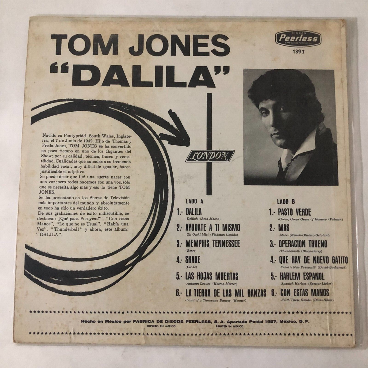 TOM JONES - DALILA - 1968 MEXICAN LP, ROCK POP | eBay