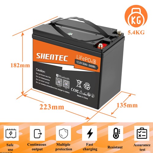 12V 50Ah Lithium Battery Bluetooth LiFePO4 Battery Deep Cycle 5000+ Solar Panel - Afbeelding 8 van 24