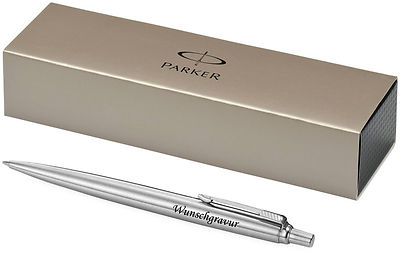 Exklusiver PARKER Kugelschreiber ''JOTTER'' silber inkl. Lasergravur graviert neu 