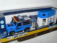 Bruder - Poilzeifahrzeug Land Rover M. PferdeanhäNger - 1/16 - Nr. 02588 - Neu -