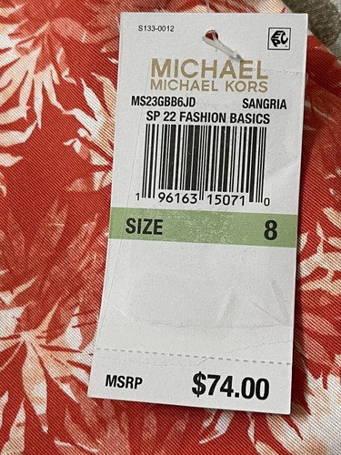 NWT Michael Kors size 8 coral white sangria floral chino shorts womens $74 - Picture 4 of 4