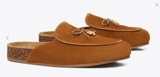 Tory Burch Tory Charm Mules Flat Toasted Caramel Real Suede Natural Cork Size 7