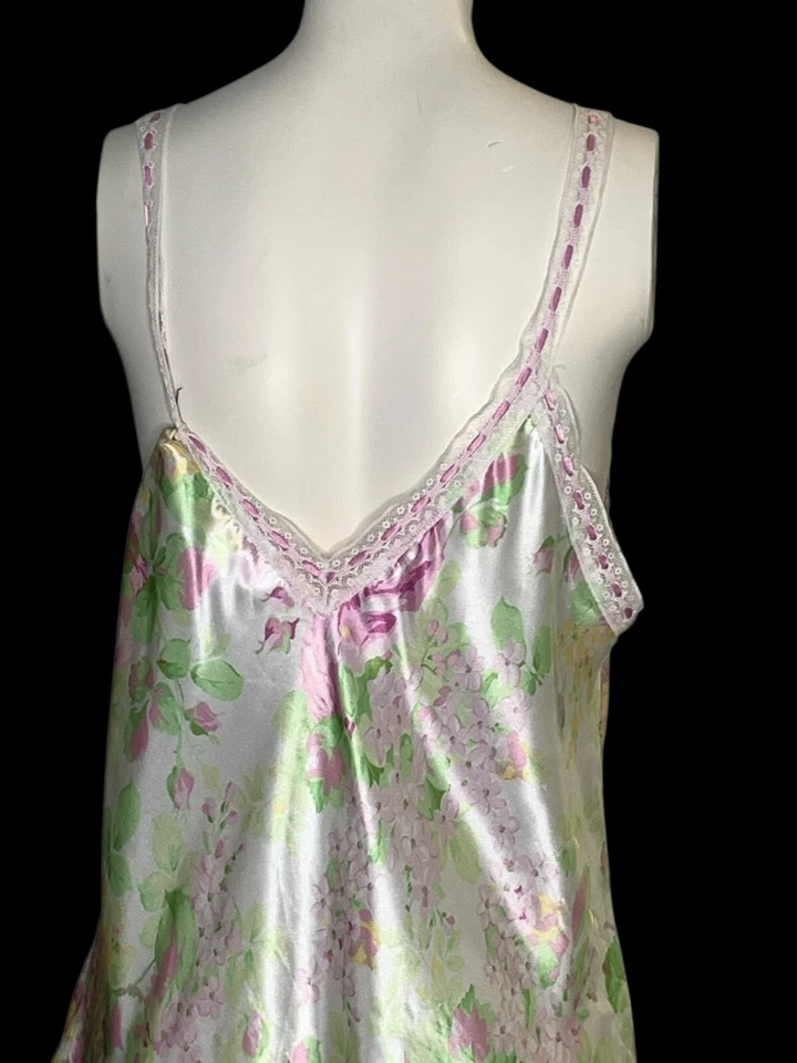 VTG Oscar De La Renta Pink Label Satin Slip Dress Y2K Lingerie Nightgown L Gown - Image 4 of 4
