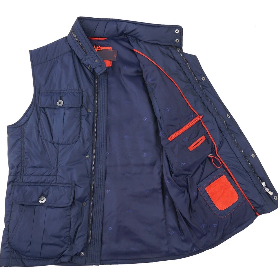 Isaia Napoli 'Extralight темно-синий изолированный упаковочный жилет S (подходит M) новый с Ярлыками - Изображение 2 из 4