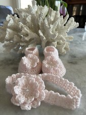 Crochet Baby Shoes And Headband.