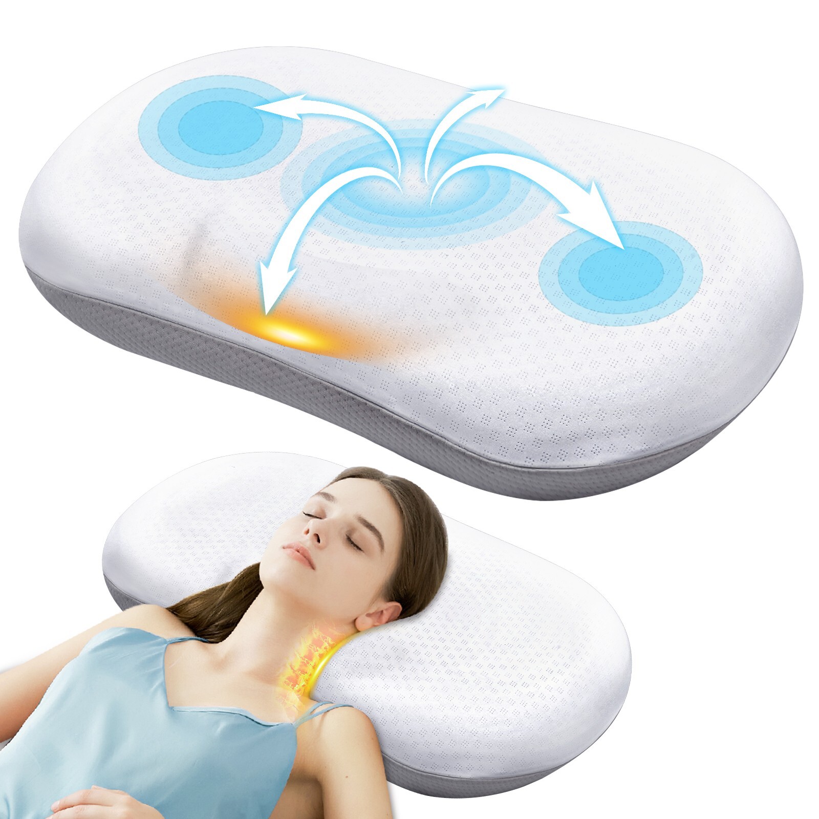 Almohadas de enfriamiento para el cuello F para dormir, almohada de espuma viscoelástica cervical, almohada de soporte para el cuello