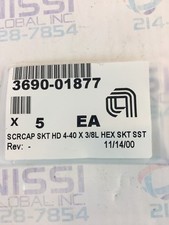 5PCS AMAT 3690-01877 SCRCAP SKT HD 4-40 X 3/8L HEX SKT SST
