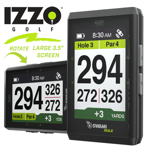 IZZO SWAMI MAX 3.5" XLARGE ROTATING SCREEN GOLF GPS +38,000 PRELOADED
