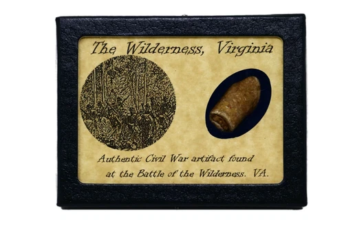 Civil War Bullet Relic from The Battle of Wilderness, VA with Display Case & COA
