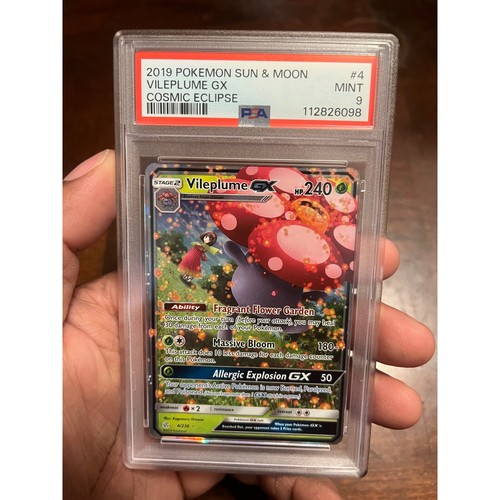 POKEMON 2019 Sun Moon Cosmic Eclipse VILEPLUME GX #4 PSA 9 Mint RARE - Picture 4 of 5