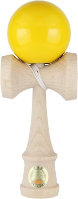 Competitive Kendama ''Ozora''. Solid color yellow. Yamagata Kobo. Beech, cherry.Y4