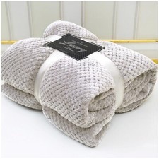 LUXURY POPCORN WAFFLE BLANKET FLEECE TRAVEL THROW SOFA BED WARM COSY EXTRA LARGE