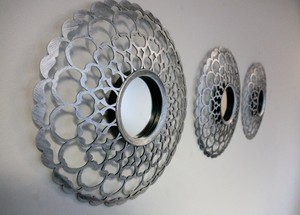 Lot De 3 Decorative Argent Antique Miroirs Rond Mural Marocain Art Deco Ebay