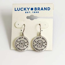 Antique Silver Tone Round drop Earrings Retro Women Party Vacation Jewelry Gift