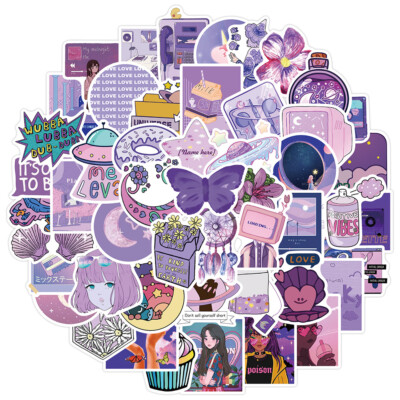 50pcs Purple Aesthetic Sticker Pack Decals Laptop Phone Cartoon Decor Kid Toys Ebay
