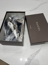 Gucci Vernice Crystal Black Patent Leather Horsebit Pumps Shoes, Size 38 RARE