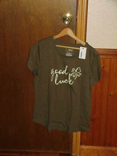 Sonoma Good Luck Shamrocks ~ Irish Tee Shirt Size L Crew Neck Women's Green NWT - Afbeelding 1 van 2