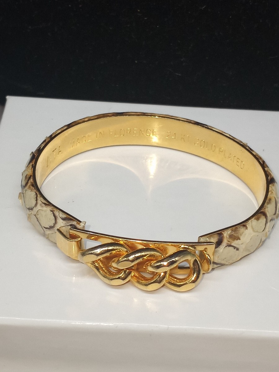 Vita 24kt Gold Plated Faux Snake Skin Bracelet Made In Florence