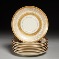 Rosenthal Germany Selb Plossberg Gold Encrusted Small Plates Soup Liners 8 RARE
