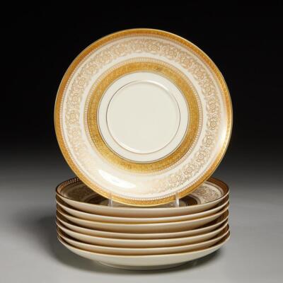 Rosenthal Germany Selb Plossberg Gold Encrusted Small Plates Soup Liners 8 RARE