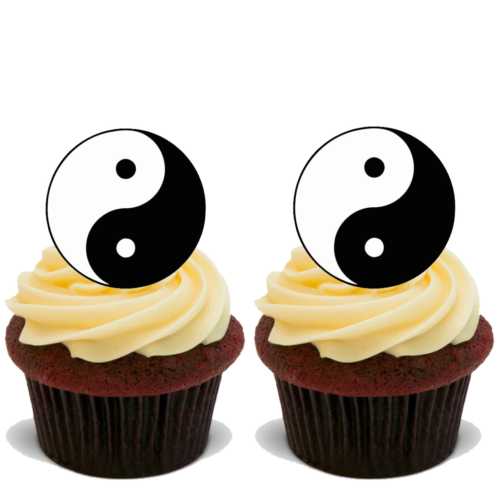 30x YIN YANG Premium Edible Stand Up Rice Wafer Cake Toppers D1 DECORATIONS
